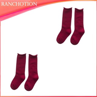 2 / 3 / 5 Mùa Đông Thu Đông Trẻ Em Trẻ Em Màu Trơn Tất Màu Kẹo Cho Bé Dài Tất Tập Đi Cotton Rời Cao