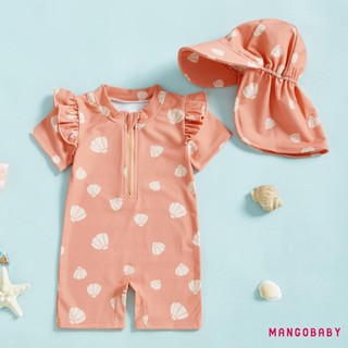 MG-Toddler Girls Rash Guard Đồ bơi Playsuits Tay ngắn Nàng tiên cá / Vỏ In Đồ tắm trẻ em có nắp bơi