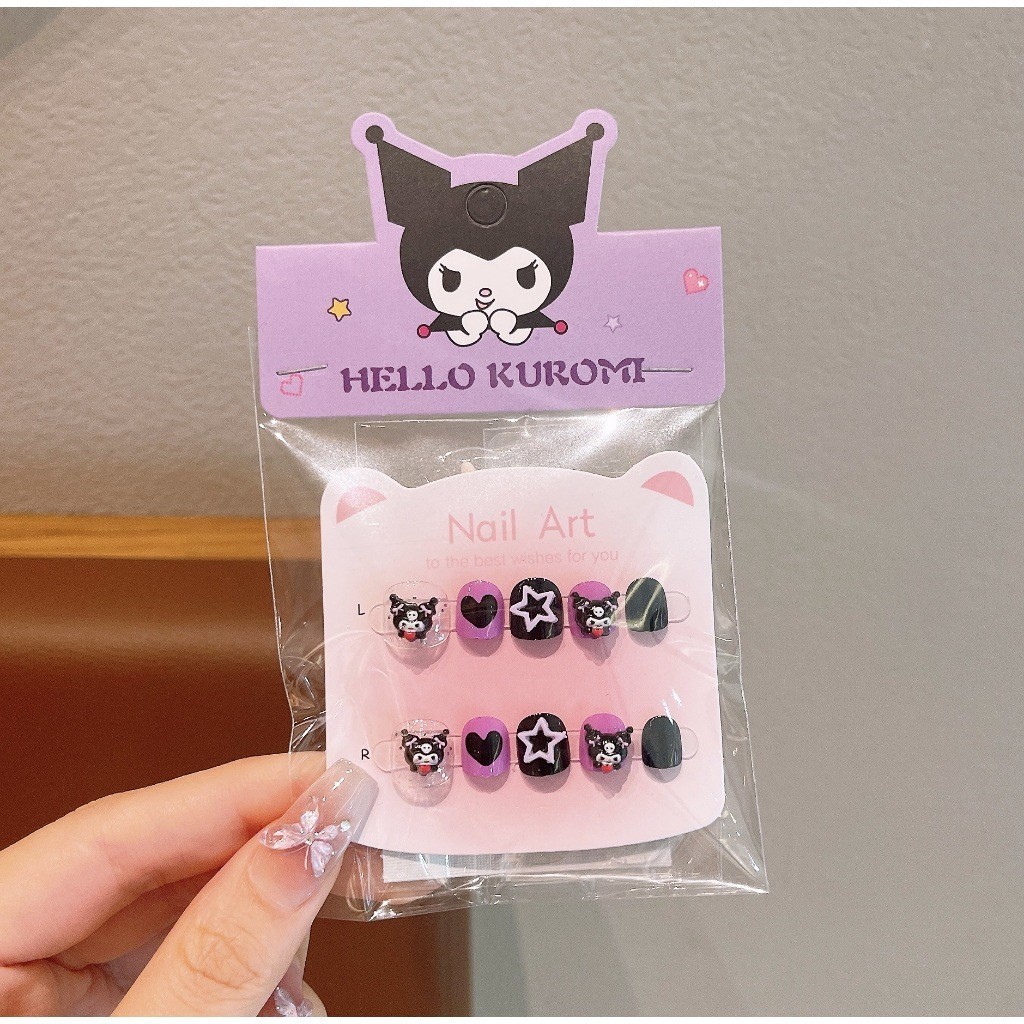 Hộp 10 móng tay giả 3D Kurumi – miếng dán móng cho bé gái, phụ kiện làm đẹp dễ thương 🎀 FREESHIP 🎀