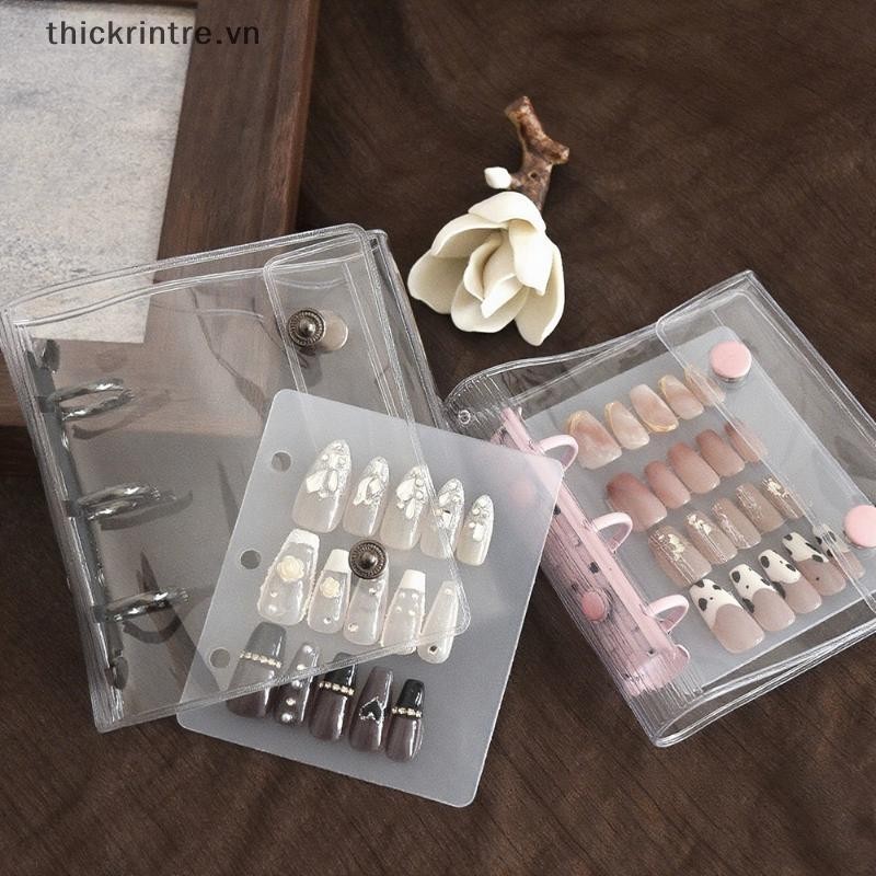 THI Nail Art Piece Sách Bảo Quản Móng Tay Giả Khóa Đôi 3 Lỗ Kẹp Thẻ Bảng Hiển Thị DIY Album Đơn Giản Sách Bảo Quản VN