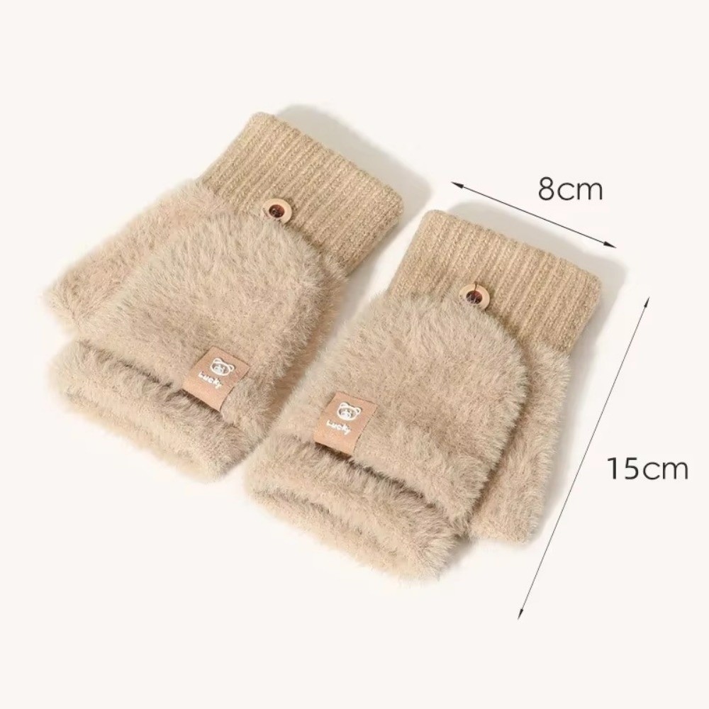 Găng Tay Nửa Ngón Dày Sang Trọng, Chống Lạnh Ấm Áp Dễ Thương Mùa Thu Đông, Viết Học Sinh