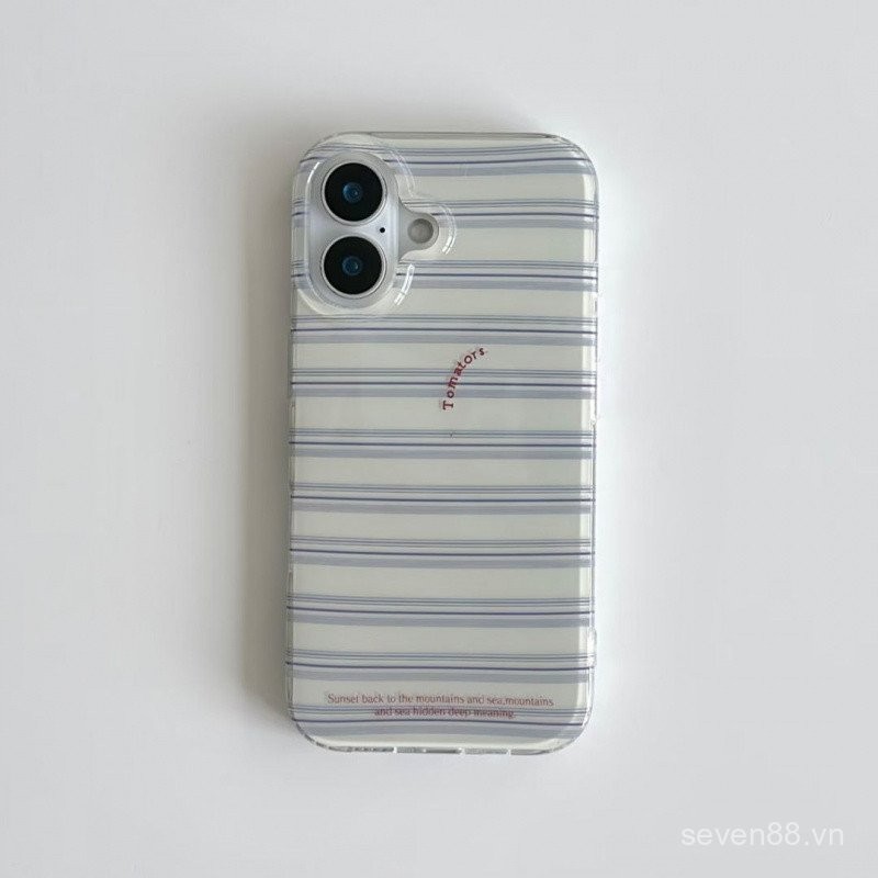 Ốp Điện Thoại Thích Hợp Cho iPhone ins Sọc Cà Chua Ba Chiều 17 / 16 / 15promax / 14 Phong Cách Mới 13 / 12 / 11pro Niche xsmax / xr Sáng Tạo Chống Sốc Lỗ Lớn Bao Gồm Tất Cả Vỏ Bảo Vệ MREA