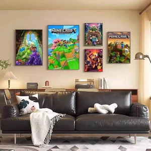 3D Minecraft Retro Kraft Dán Tường Phòng Cafe Thanh Nghệ Thuật Trang Trí Treo Tường