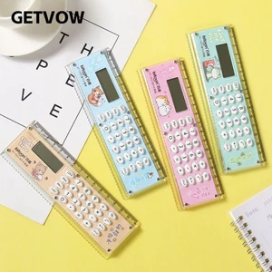 Thước máy tính GETVOW, với Máy tính 8 chữ số Thước thẳng 15CM, Học sinh cạnh thẳng 2 trong 1 đa chức năng