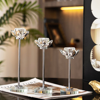 Bộ trang trí nến thủy tinh pha lê Ánh sáng lớn Trang trí sang trọng Giá đỡ sáp trong suốt Tiệc cưới Phòng khách Phong cách Châu Âu Nội thất gia đình 3HBH