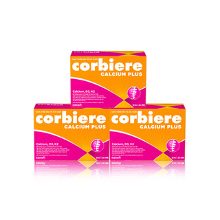 Bộ 3 Thực phẩm bảo vệ sức khỏe Corbiere Calcium Plus Mới - Canxi hữu cơ + D3 + K2
