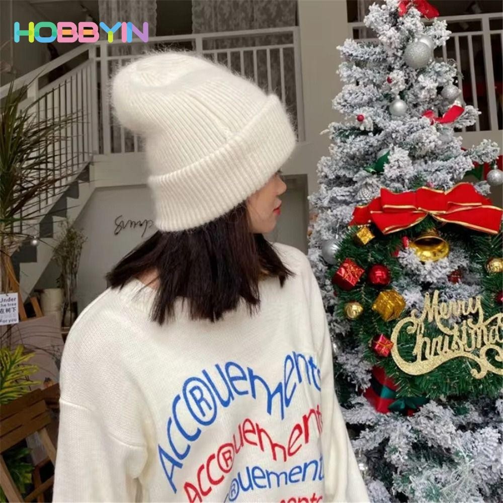 Hobbyin Mũ Trượt Tuyết Phong Cách Hàn Quốc, Lông Thỏ Dày Ấm Áp, Phù Hợp Nam Nữ Đi Ngoài Trời