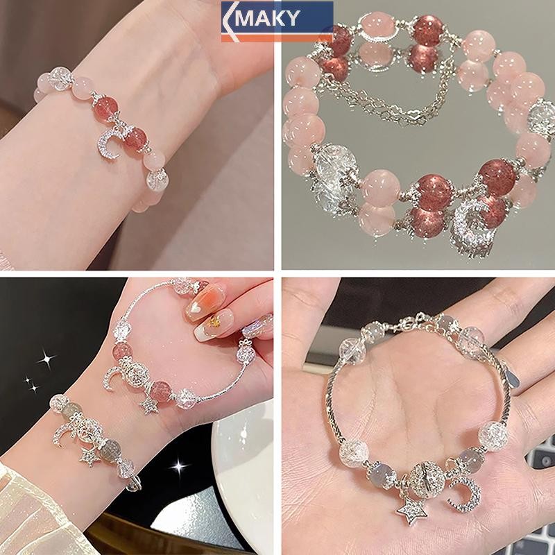 Onetimingcool Thời Trang Ngọt Ngào Pha Lê Đính Hạt Vòng Tay Cho Bé Gái Ngôi Sao Mặt Trăng Mặt Dây Chuyền Vòng Tay Trang Sức Phụ Kiện Tình Bạn Quà Tặng VN