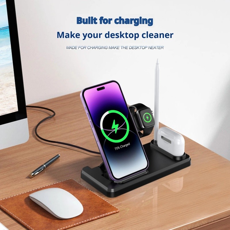 Sạc Không Dây 15W 4 Trong 1 Đế Sạc Nhanh Cho IPhone Samsung Watch 9 8 7 Series