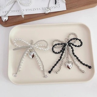 1 Chiếc Sang Trọng Ren Ngọc Trai Nơ Dây Quyến Rũ DIY Mặt Dây Chuyền Tình Yêu Dây Xích Khóa Thể Thao Trang Trí Phụ Kiện