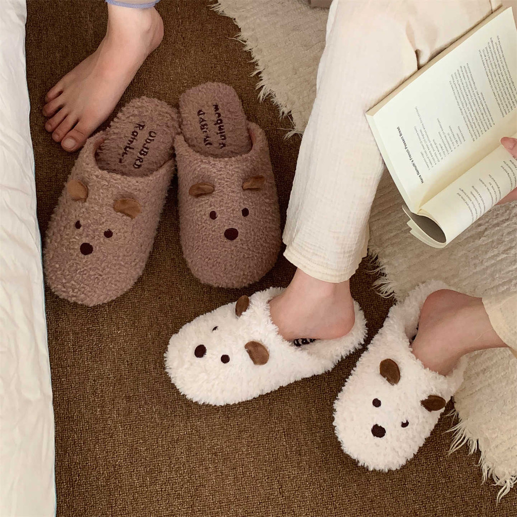 XIXITIAO Dép Cotton Dễ Thương Chó Con Nam Nữ Ấm Áp Thoải Mái Mùa Đông Nhà