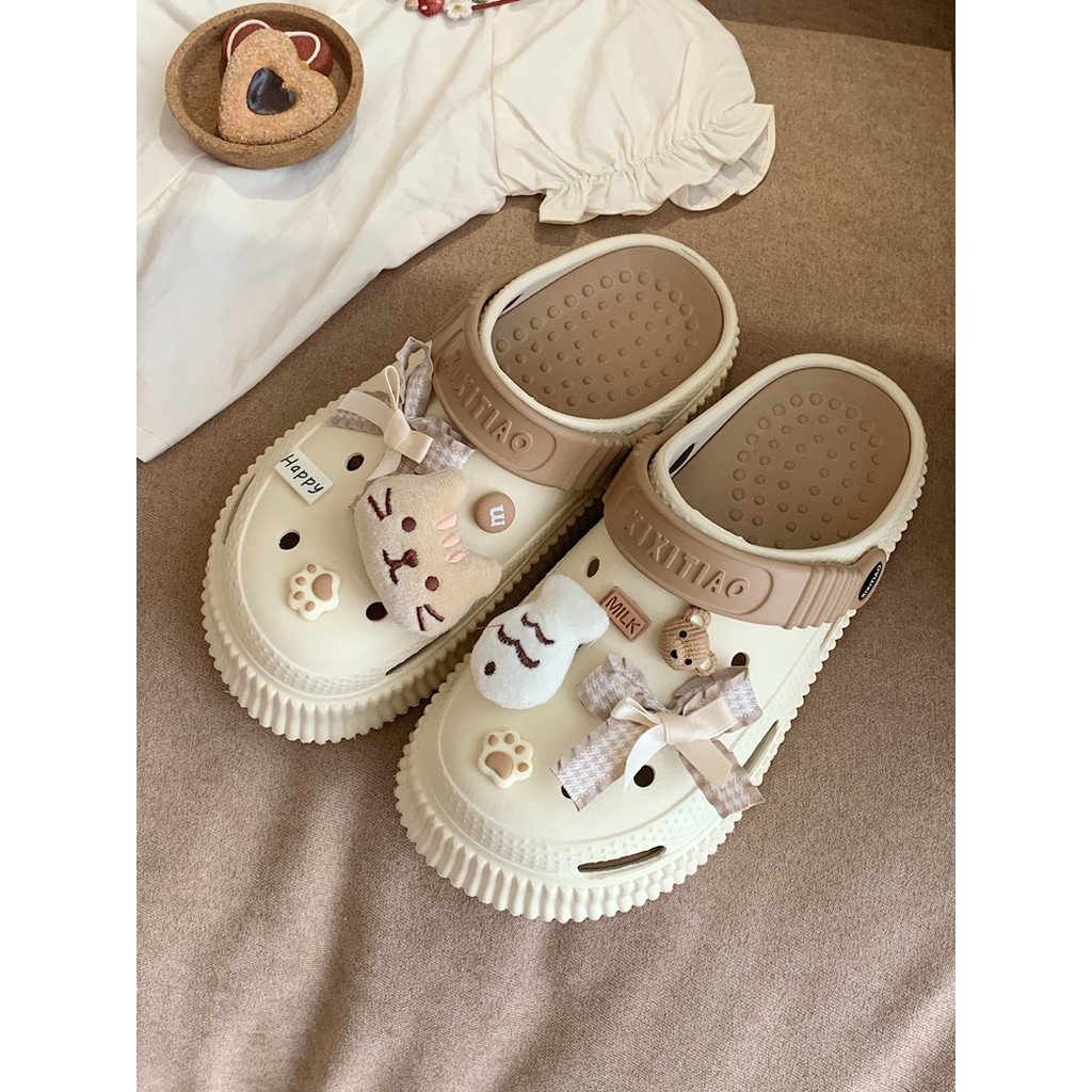 Lỗ Phụ Kiện Giày Ins Cô Gái Trái Tim Mèo Con Nơ Khóa Giày Thích Hợp Cho Crocs Khóa Giày DIY Có Thể Tháo Rời Khóa Giày Lỗ Khóa Giày Busch Khóa Giày Zhibixing Ins Giày Hoa