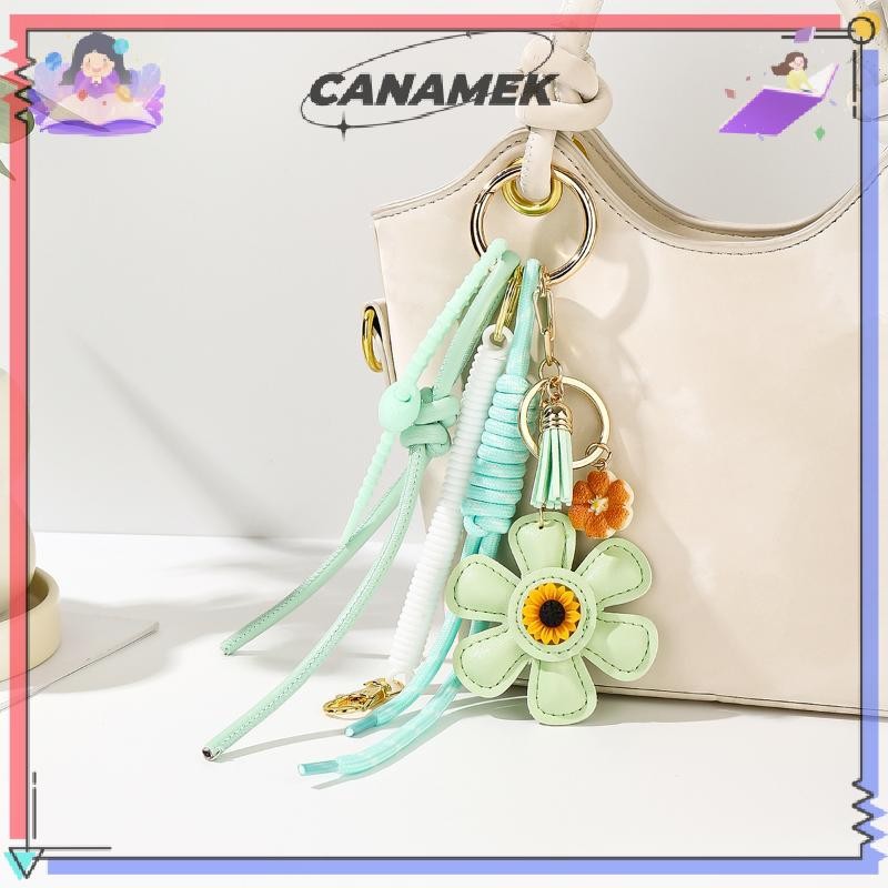 CANAMEK 1 Người Phụ Nữ Mới Da Móc Khóa Túi Hướng Dương Quyến Rũ Mặt Dây Chuyền Thời Trang DIY Phụ Kiện Quà Tặng CSF