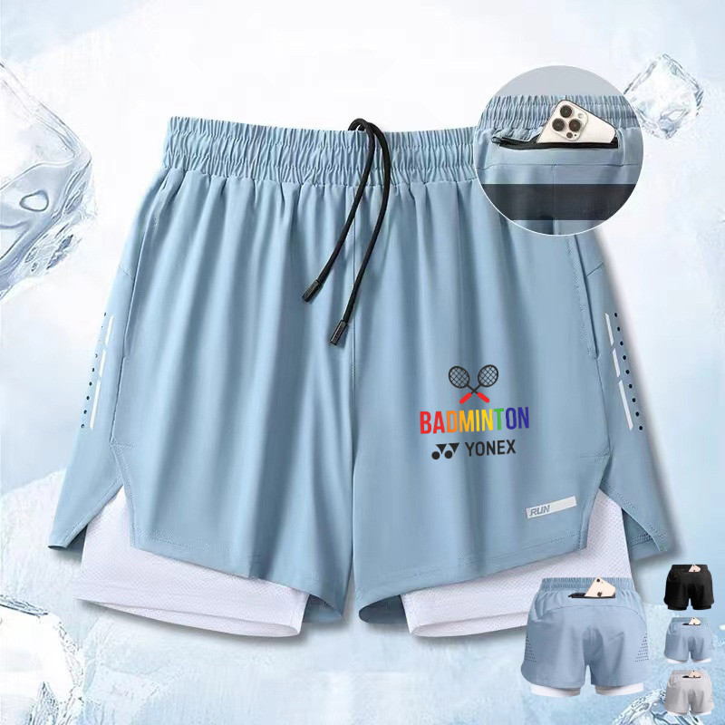 Quần short thể thao YONEX hai lớp cho nam nữ, lưới thoáng mát, phù hợp chạy bộ và tập luyện ngoài trời