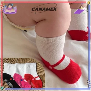 CANAMEK 1 Cặp Khiêu Vũ Chống Trượt Trẻ Em Tập Đi Tặng Tất Bé Gái Phụ Kiện Sơ Sinh Trẻ Em Trẻ Sơ Sinh Quần Áo Dễ Thương CSF