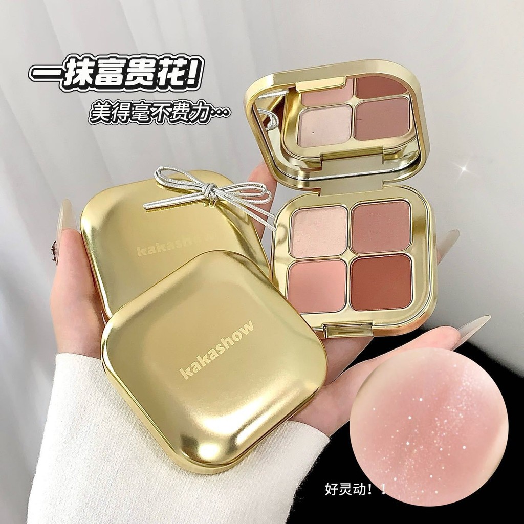 Kakashow Bảng Phấn Mắt Màu Pha Lê Trong Suốt Mịn Nhấp Nháy Tinh Tế Ngọc Trai Màu Mờ Kết Xuất Không Khí