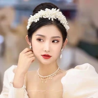 Phụ kiện tóc đính cườm ngọc trai, dây buộc tóc dành cho bữa tiệc nữ