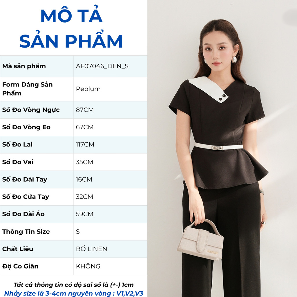 Set Lẻ Áo Peplum Nữ GUMAC Dáng Xòe Phối Cổ Cách Điệu AF07046 - Chân Váy Nữ Dáng Xòe Đổ Sườn Trẻ Trung VF07045