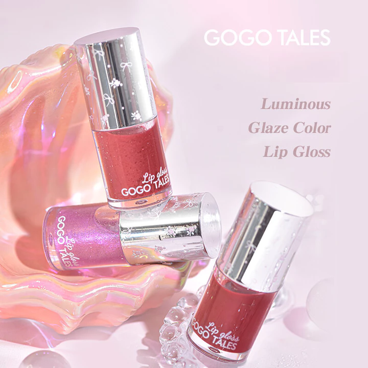 GOGO TALES Son bóng có tác dụng dưỡng ẩm và bóng Không dễ dính vào cốc và phai màu và có lớp trang điểm nhẹ với độ nhũ mịn