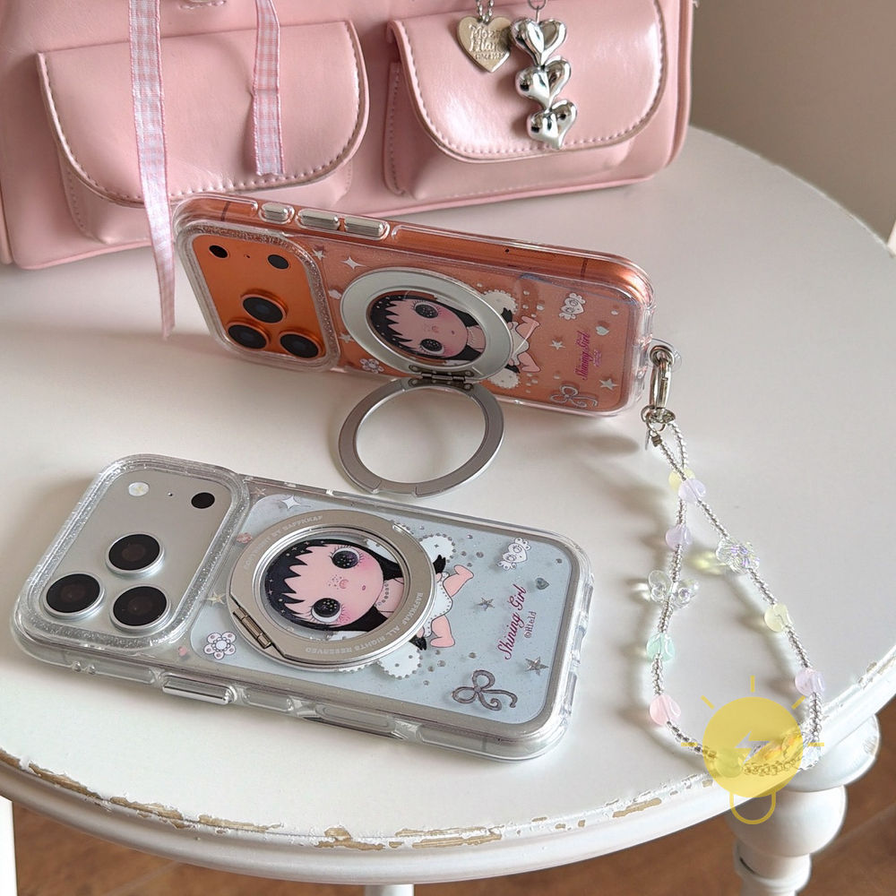 Phone Case For iPhone 17 Pro Max 16 15 with Griptok TPU Chain Wings with Griptok Angel Air Bag Aesthetic Korean Cute