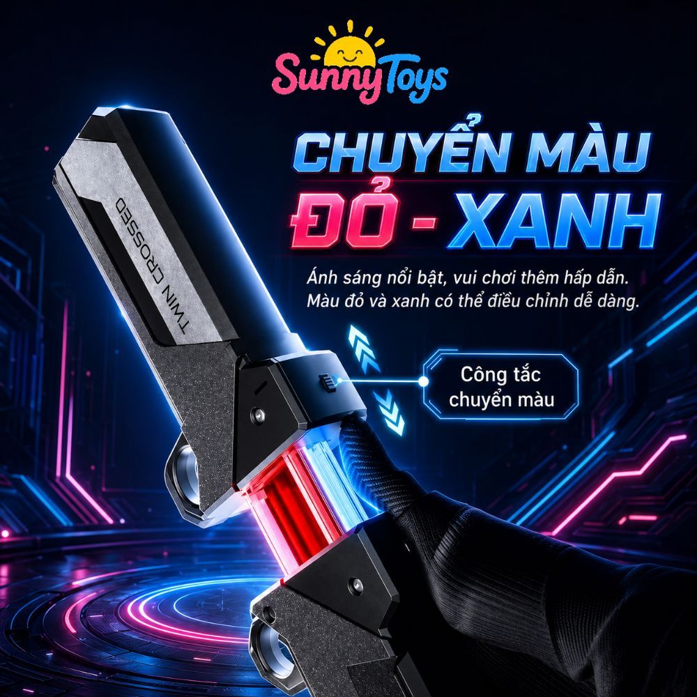 Bộ Kiếm Ánh Sáng Phát LED SunnyToys - 2 Kiếm Ghép Đôi Cho Bé Chơi Nhập Vai Chiến Binh