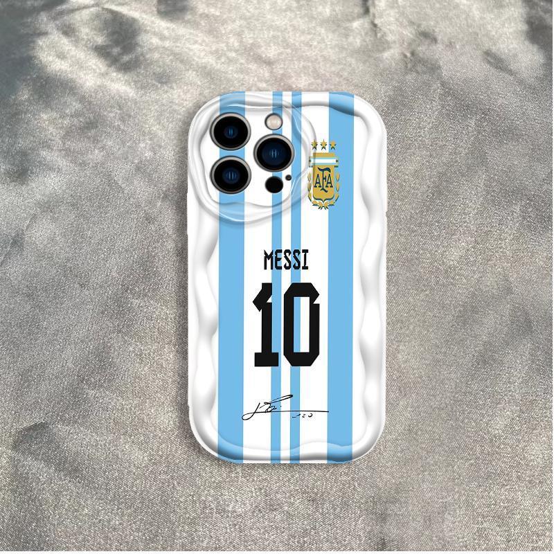 Ốp Silicon Hoạt Hình Cho iPhone 17 16 15 14 13 12 11 Pro Max Plus 17 AIR 3D Wave Vỏ Điện Thoại Mềm TPU NO.10 Bóng Đá World Cup Messi Ốp Lưng Chống Sốc
