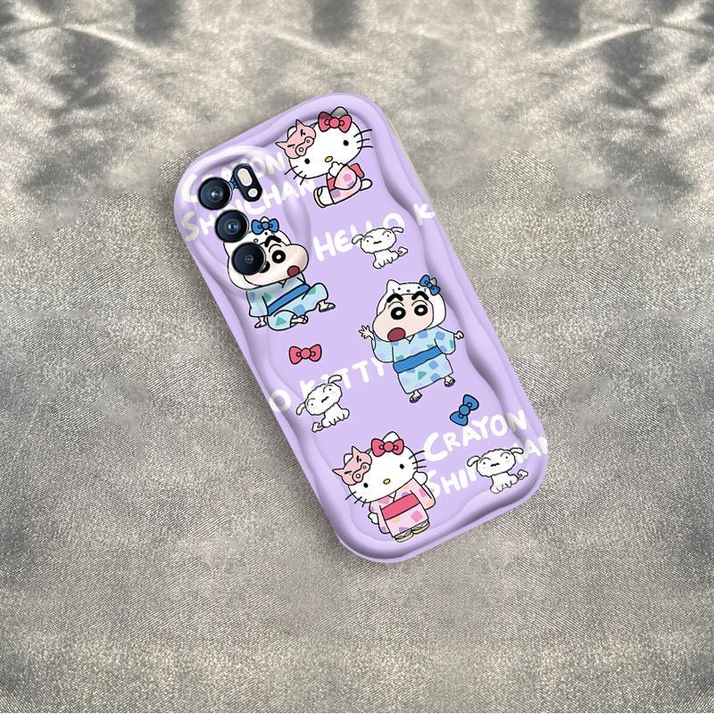Ốp Silicon Hoạt Hình Cho OPPO A16 A16S A16K 3D Bé Gái Vỏ Điện Thoại Mềm TPU Kitty Crayon Shin-chan Ốp Lưng Chống Sốc Học Sinh