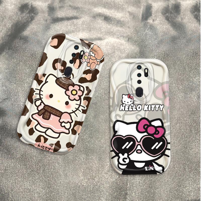 Ốp Silicon Hoạt Hình Cho OPPO A9 2020 A5 2020 Vỏ Điện Thoại Mềm Cầm Tay 3D TPU Da Báo In Hình Kitty Ốp Lưng Chống Sốc