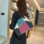 Túi Tote Canvas Retro Màu Sắc Tương Phản Dung Tích Lớn Di Động Đeo Ngang Đi Lại Nữ