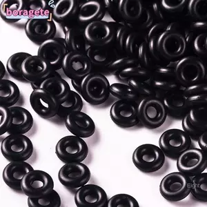 BORAGETE 100 / 400 chiếc Vòng chữ O, Vòng đệm con dấu báo hệ thống nước, Bộ số liệu cắn cá nóng Worms Wacky Rig Dụng cụ câu cá cao su màu đen
