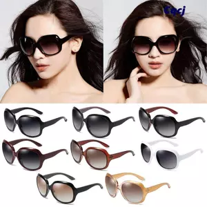 Kính râm tròn CQCJ, tròng chống tia UV, gọng oval cỡ lớn, kiểu cổ điển, tròng chuyển màu nhẹ, thích hợp du lịch ngoài trời