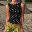 Áo Tank IN FANSIN, Áo Vest Không Tay Chấm Bi Slim Fit, Cổ Tròn Cổ Retro Thoáng Khí Crop Top Đi Biển Kỳ Nghỉ Tiệc Dạ Hội Dạ Hội Dạ Hội Dạ Hội