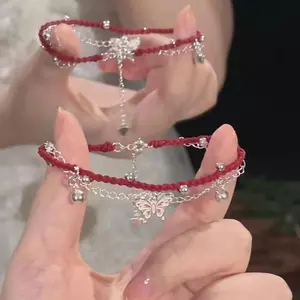 Dây Đỏ Bướm Chuông Nhiều Lớp Xếp Chồng Vòng Tay Benming Năm Vòng Tay Tinh Tế Tay Dệt Vòng Chân RSXK