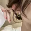 E-WOITD 1 Cặp Phong Cách Hàn Quốc Thanh Lịch Dầu Thả Kim Loại Vòng Bông Tai Vintage Tai Tròn Bule Dành Cho Nữ Cổ Điển Trang Sức Tai Dự Tiệc Quà Tặng E-WOITD
