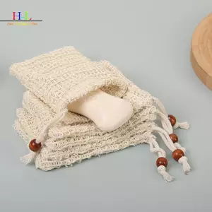 HL Vải Lanh Cotton Tự Nhiên Tạo Bọt Túi Xà Phòng Tiết Kiệm Lưới Massage Tẩy Tế Bào Chết Túi Tắm Máy Làm Bong Bóng Dụng Cụ Vệ Sinh LMWU
