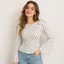Áo kiểu xếp nếp nữ AWNGD, Áo sơ mi chấm bi co giãn Slim Fit, Thời trang thanh lịch mùa hè cổ tròn nữ đi chơi
