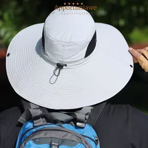 IAPPORTUNIA Mũ che nắng rộng vành, Mũ xô thoáng khí chống nắng UV, Di động 15CM Vành lớn có thể gập lại Lưới ngư dân Mũ nữ