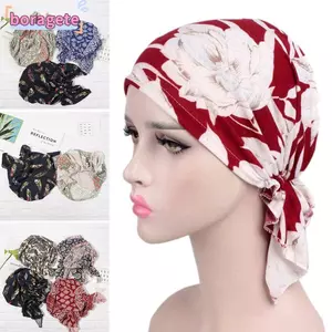 BORAGETE Mũ Turban Beanie Khăn quàng cổ Ung thư Hồi giáo Mũ Chemo