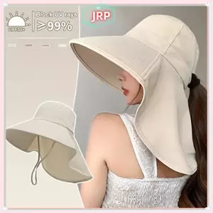 JRP Mùa Hè Mũ Dành Cho Nữ Ngoài Trời UV Chống Ne Tấm Che Nắng Cho Nữ Câu Cá Đi Bộ Đường Dài Vành Rộng Khăn Choàng Đuôi Ngựa Mũ JRP
