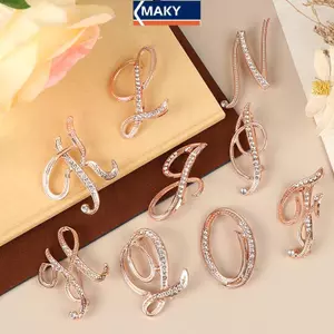 MAKY Nữ Sang Trọng Chữ Thổ Cẩm Chân Trong Hoa Hồng Màu Vàng Kim Cương Giả Pha Lê Tiếng Anh Bảng Chữ Cái Chân Dễ Thương Trang Sức Phụ Kiện Quà Tặng VN