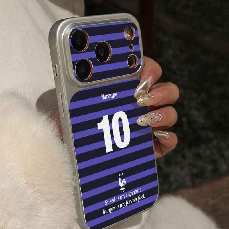 Ốp lưng iPhone Họa tiết da mạ phong cách Pháp Số 10 iPhone 17 16 15 14 13 12 11 Pro Max Plus Max