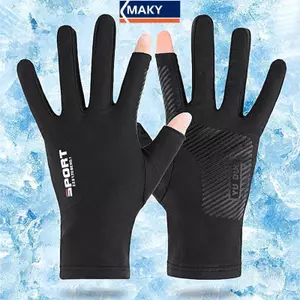 MAKY 1 Đôi Găng Tay Xe Máy Thoáng Khí Ice Silk Chống Trơn Trượt Chống Tia UV Thể Thao Ngoài Trời Rider Găng Tay Bảo Vệ Găng Tay VN