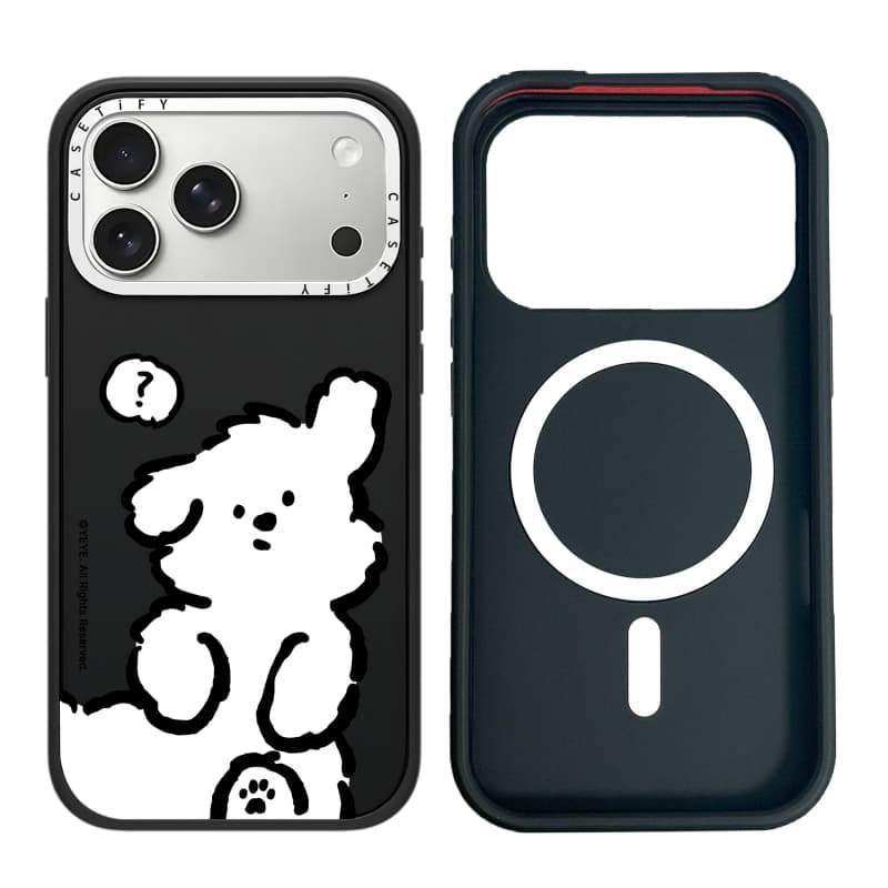 CASECASE X Câu Hỏi Mark Dog Case White Camera Ring Edition Matte Đen Cứng Hút Từ Tính Tác Động Dành Cho Apple IPhone 13 14 15 16 17 Pro Max Air Plus Có Hộp