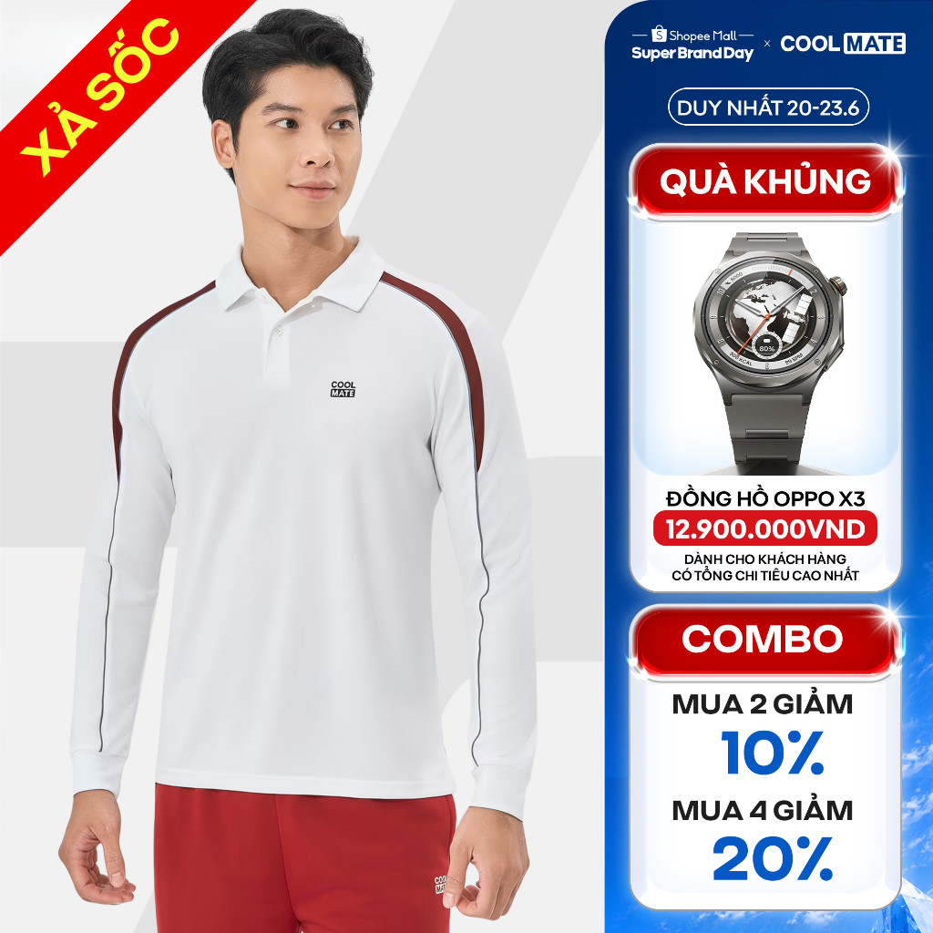 [MUA 4 GIẢM 20%]Áo polo dài tay thể thao Teamwear Pickleball Promax Flexline Active thấm hút, giữ ấm Coolmate