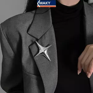 MAKY Thời Trang Mới Punk Ro Bạc Màu Kim Loại Chữ Thập Ngôi Sao Thổ Cẩm Tính Khí Chúa Giêsu Luy Thổ Cẩm Chân Dành Cho Nam Nữ Áo Sơ Mi Trang Sức VN