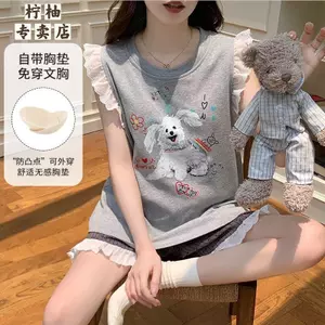 Áo Vest hoạt hình phong cách mới có miếng đệm ngực không tay có thể mặc bên ngoài Quần short nhà thời trang Bộ đồ mùa hè Bộ đồ ngủ nữ Đồ mặc nhà