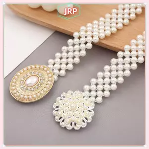 JRP Nữ Co Giãn Mỏng Dây Thắt Lưng Với Ngọc Trai Kim Cương Giả Dây Thắt Lưng Đơn Giản Phong Cách Hàn Quốc Dây Rút Nữ Trang Phục Phụ Kiện JRP