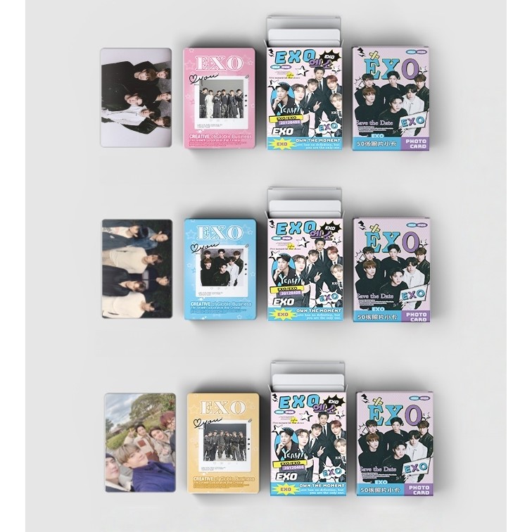 50-55 Cái / hộp EXO Laser Holographic Photocards BAEK HYUN SEHUN Chanyeol SOLO Lomo Cards D.O. Bưu thiếp ba chiều KAI CHEN XIUMIN SUHO YM