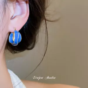Vàng Thật Mạ Điện Dầu Nhỏ Giọt Không Đều Bông Tai Tròn Nhẹ Sang Trọng Cao Cấp Bông Tai Thiết Kế Cảm Giác Thời Trang Niche Bông Tai Nữ