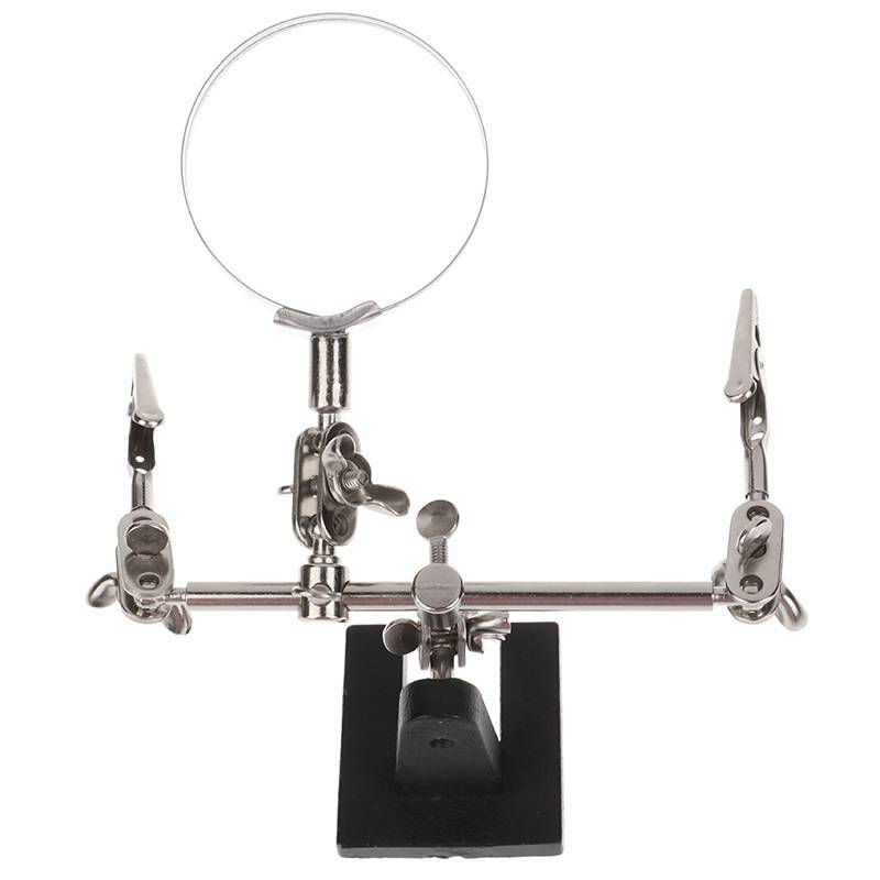 GOAY Giúp dụng cụ cầm tay thứ ba Giá đỡ hàn với kính lúp hàn 5X 2 Kẹp cá sấu Xoay 360 độ Công cụ sửa chữa Adju VN